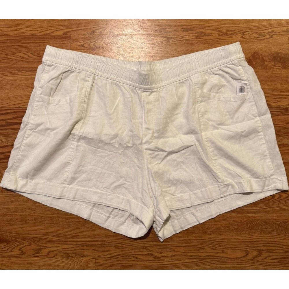 Old Navy Women's Shorts Linen Blend Pockets Pull On White XXL NWT